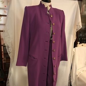 Vintage Doncaster 3 piece pant suit, vivid shade of purple, wool, size 4